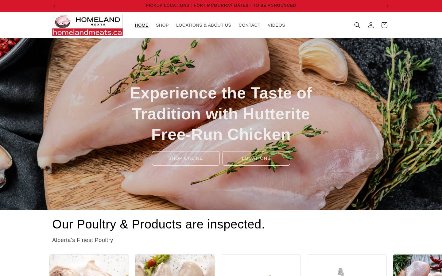 homelandmeats.ca homepage screenshot