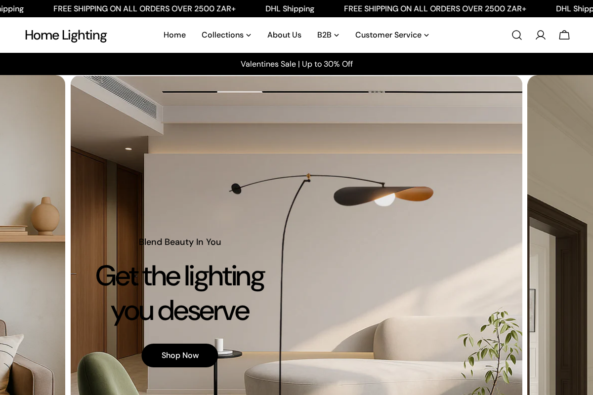 Home Lighting homepage screenshot