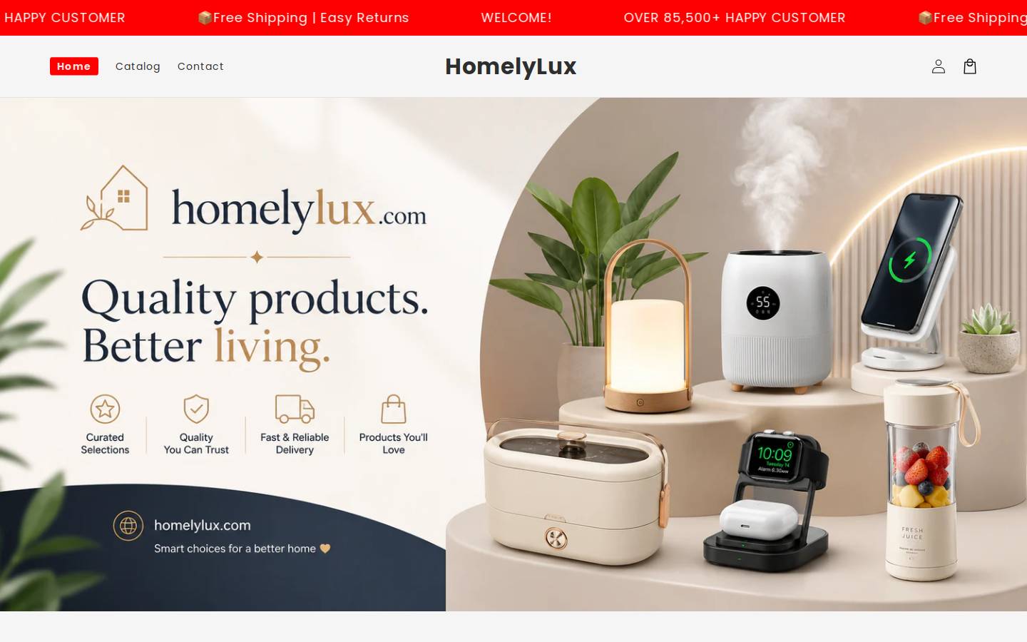 homelylux.com homepage screenshot