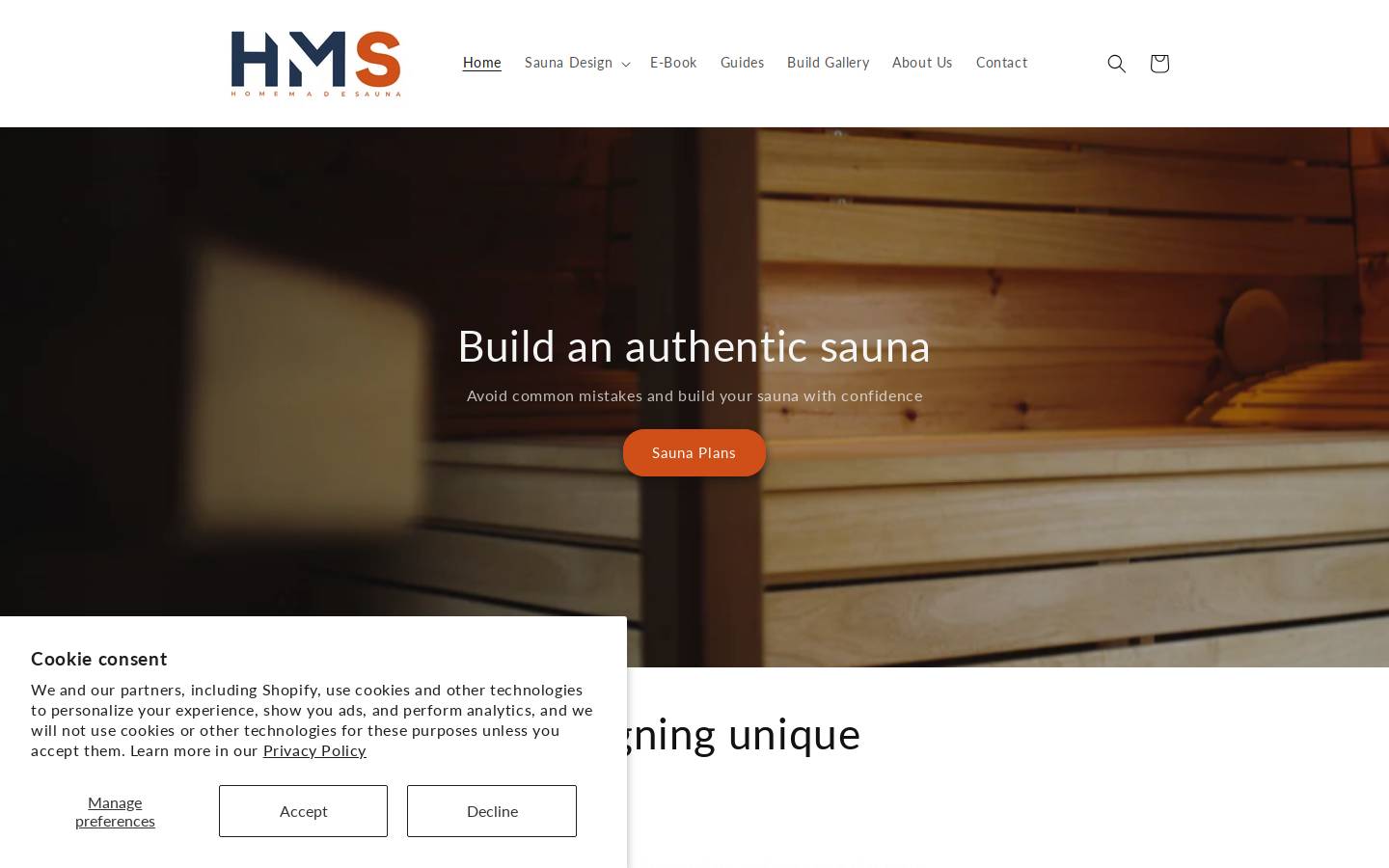 homemadesauna.com homepage screenshot