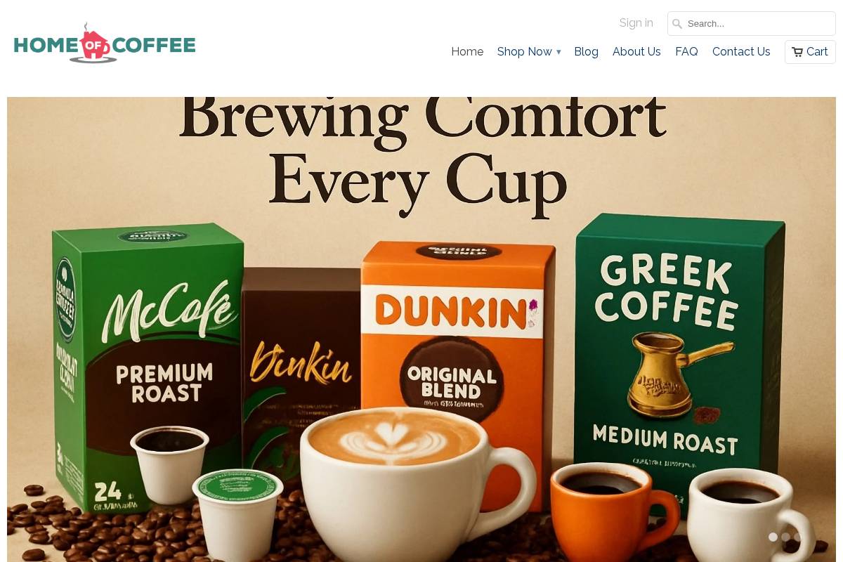 homeofcoffee.com homepage screenshot