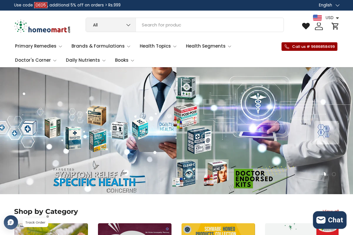 Homeomart Online Homeopathy Pharmacy homepage screenshot