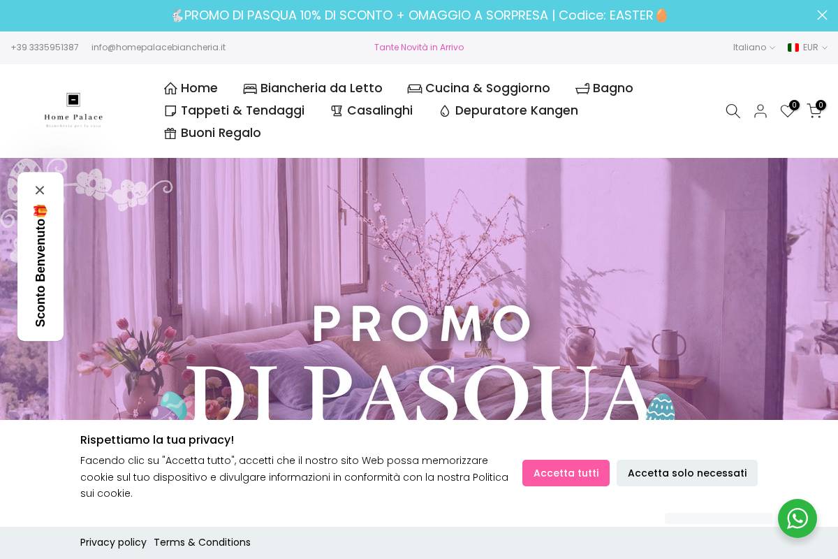 Homepalacebiancheria homepage screenshot