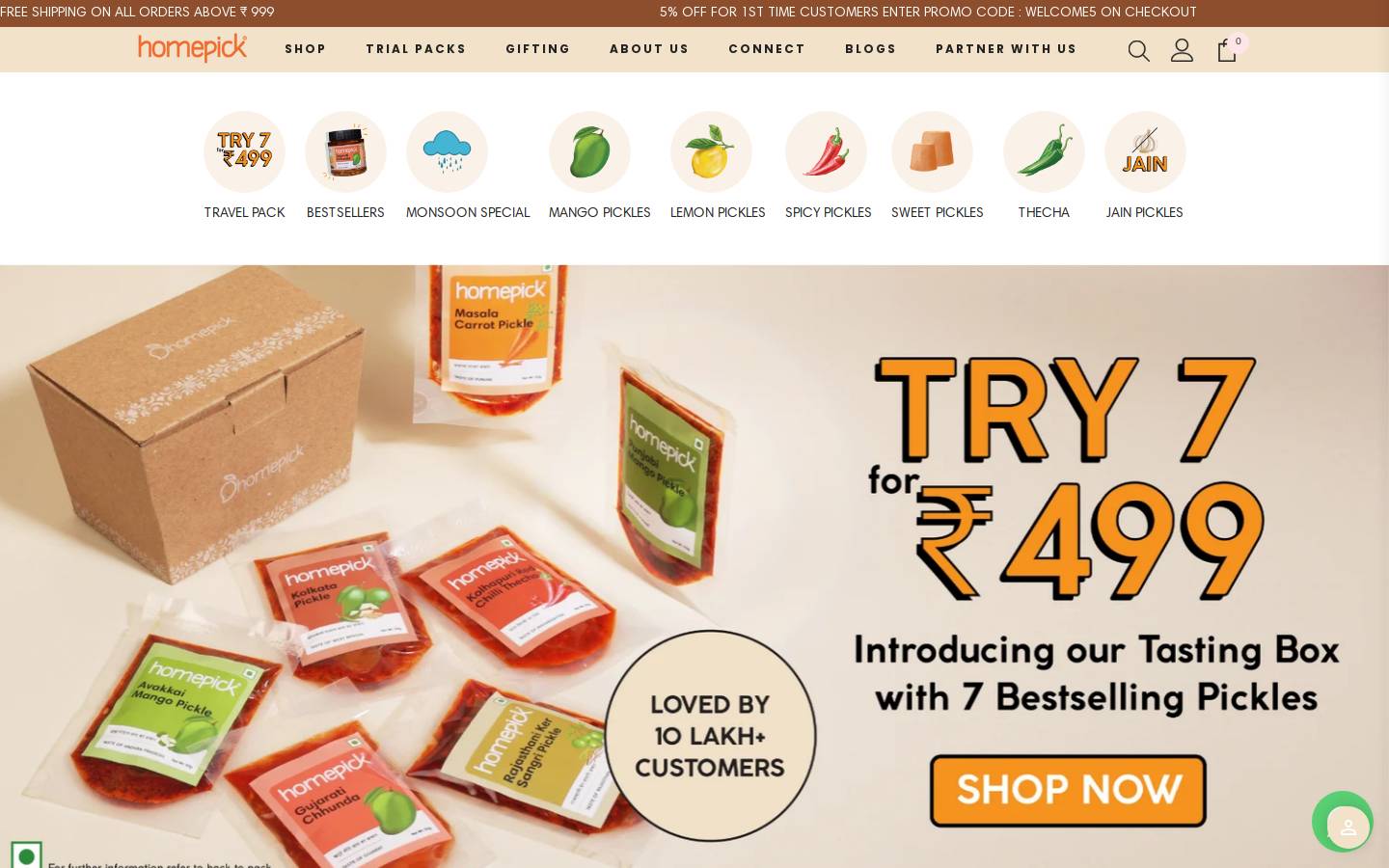 homepick.co.in homepage screenshot