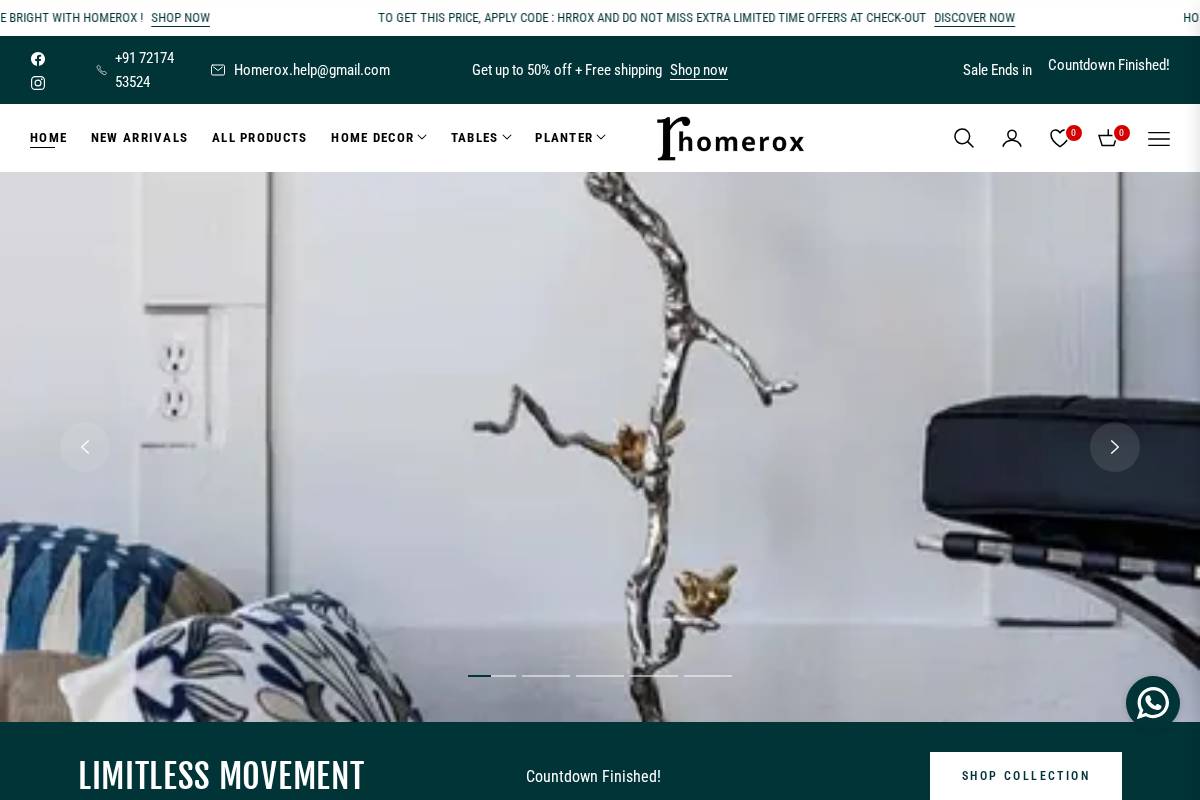 homerox.in homepage screenshot