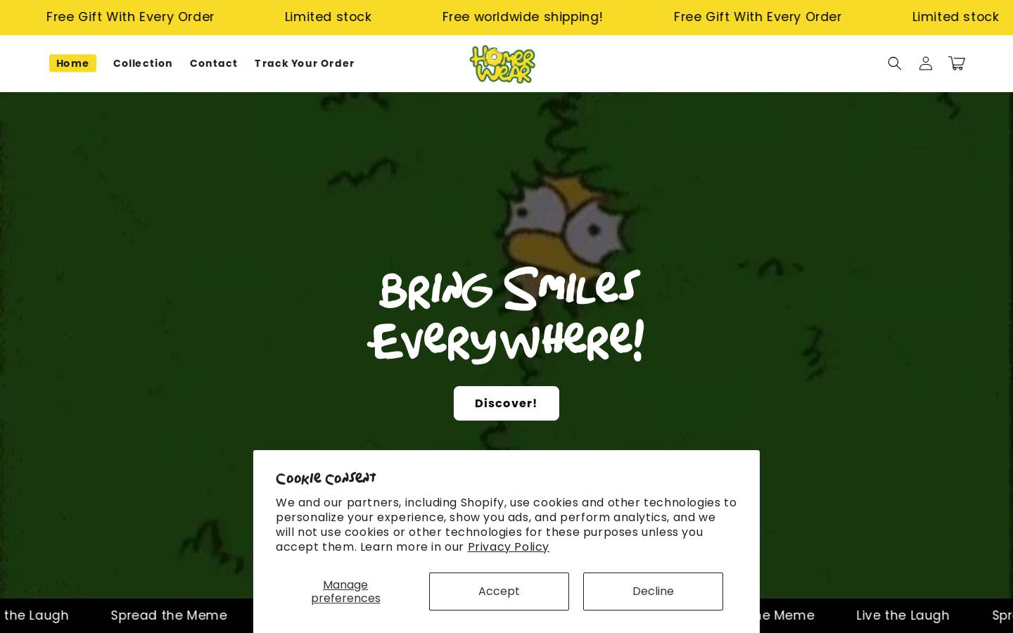 HomerWear™ homepage screenshot