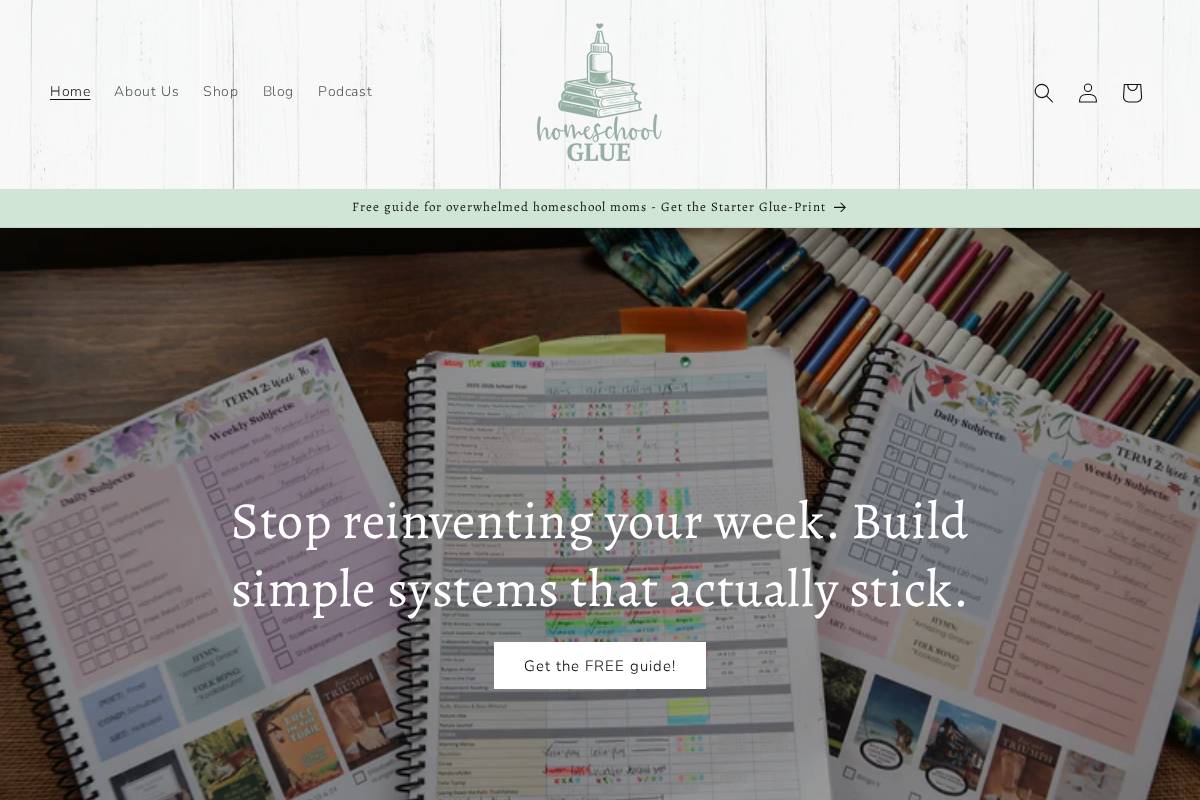 homeschoolglue.com homepage screenshot
