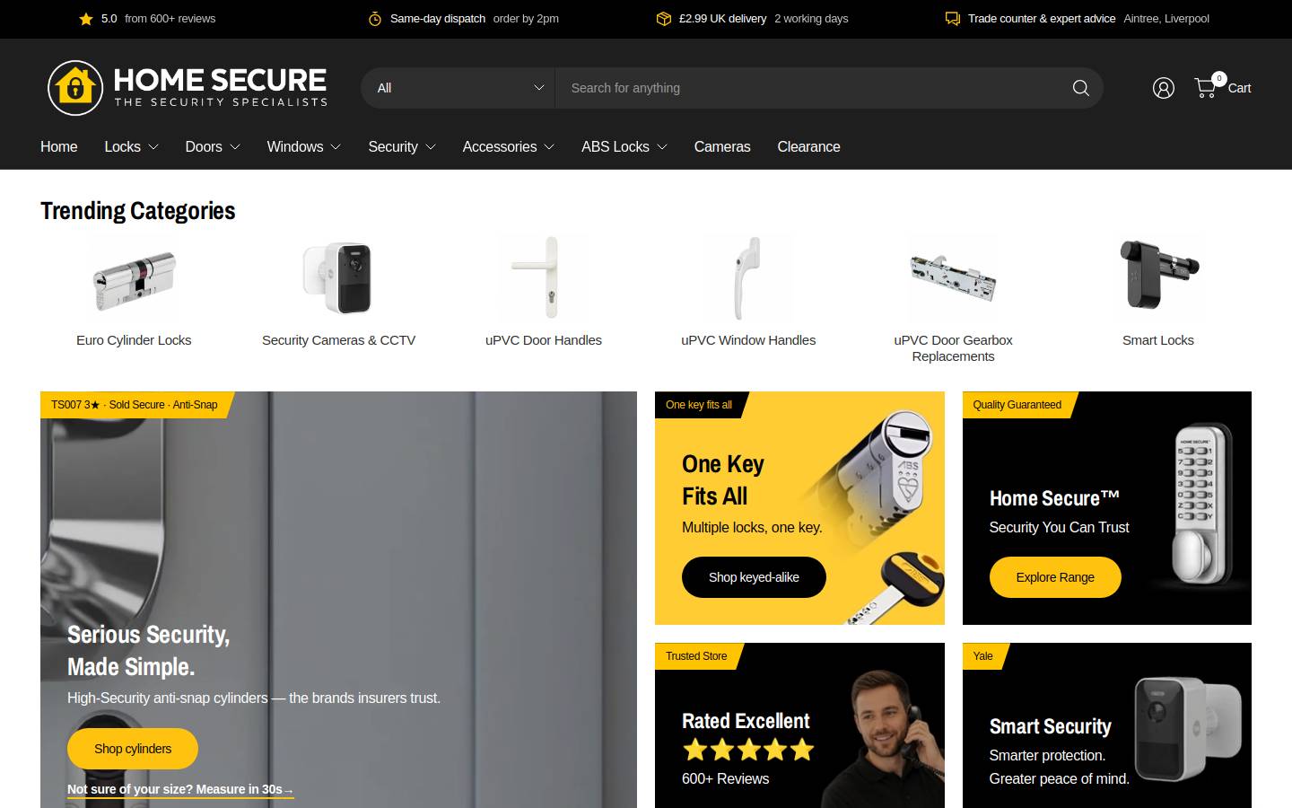 Home Secure homepage screenshot