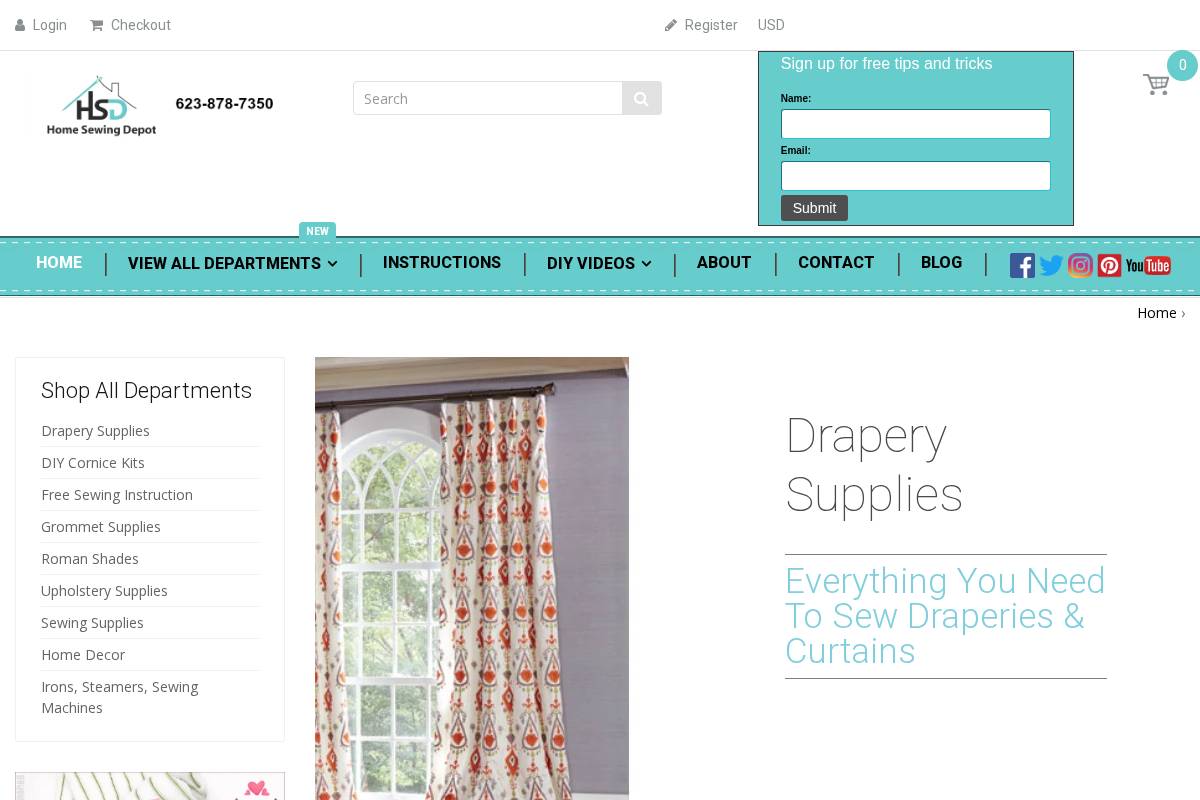 homesewingdepot.com homepage screenshot
