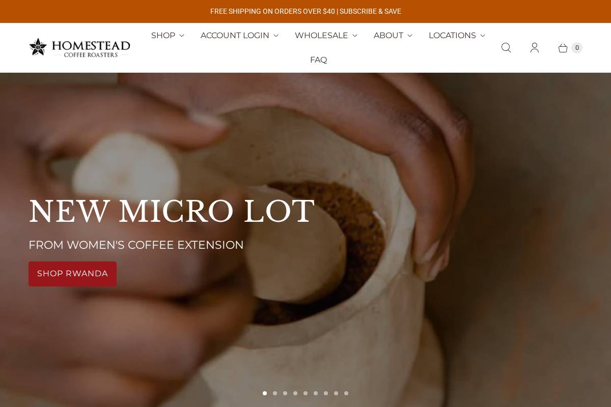 homesteadcoffee.com homepage screenshot