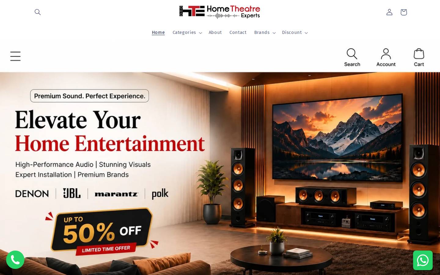 Hometheatreexperts homepage screenshot