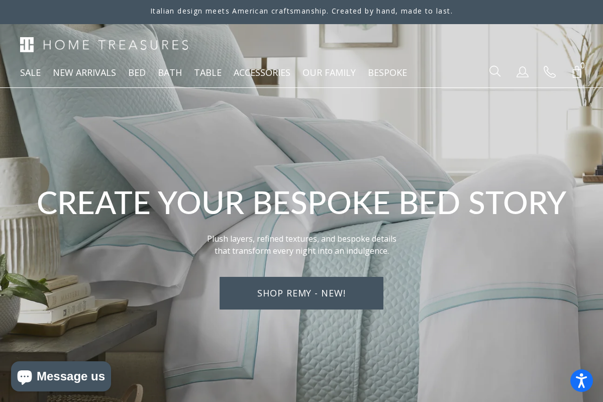 Hometreasureslinens homepage screenshot