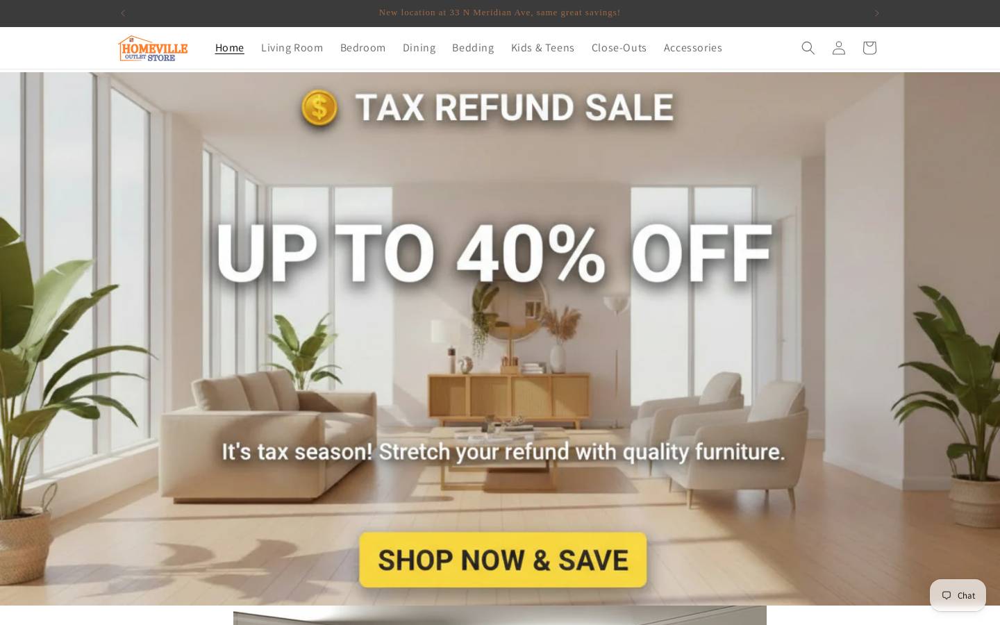 homevilleoutletstore.com homepage screenshot