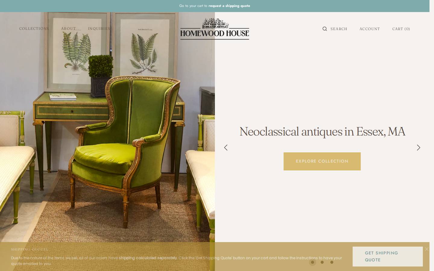 homewoodhouseantiques.com homepage screenshot