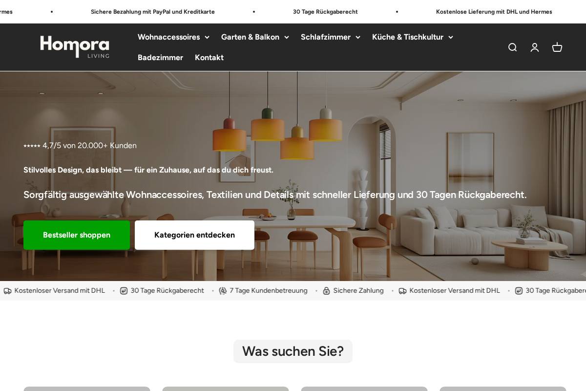 Homora homepage screenshot