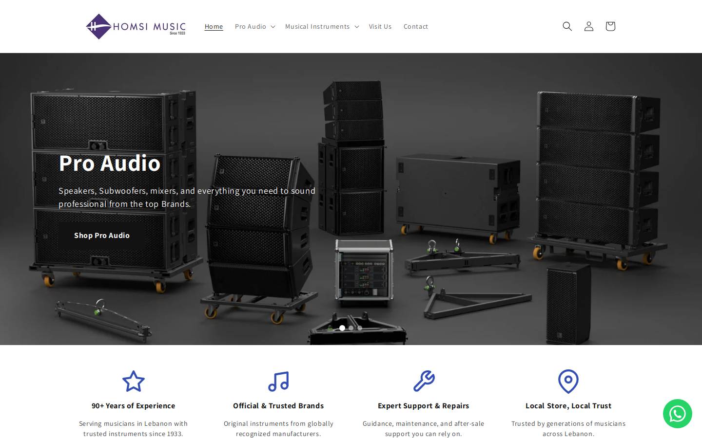 homsimusic.com homepage screenshot