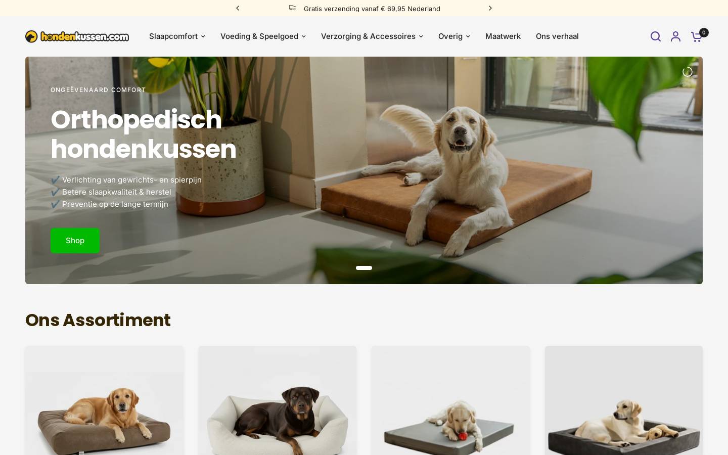 Hondenkussen homepage screenshot
