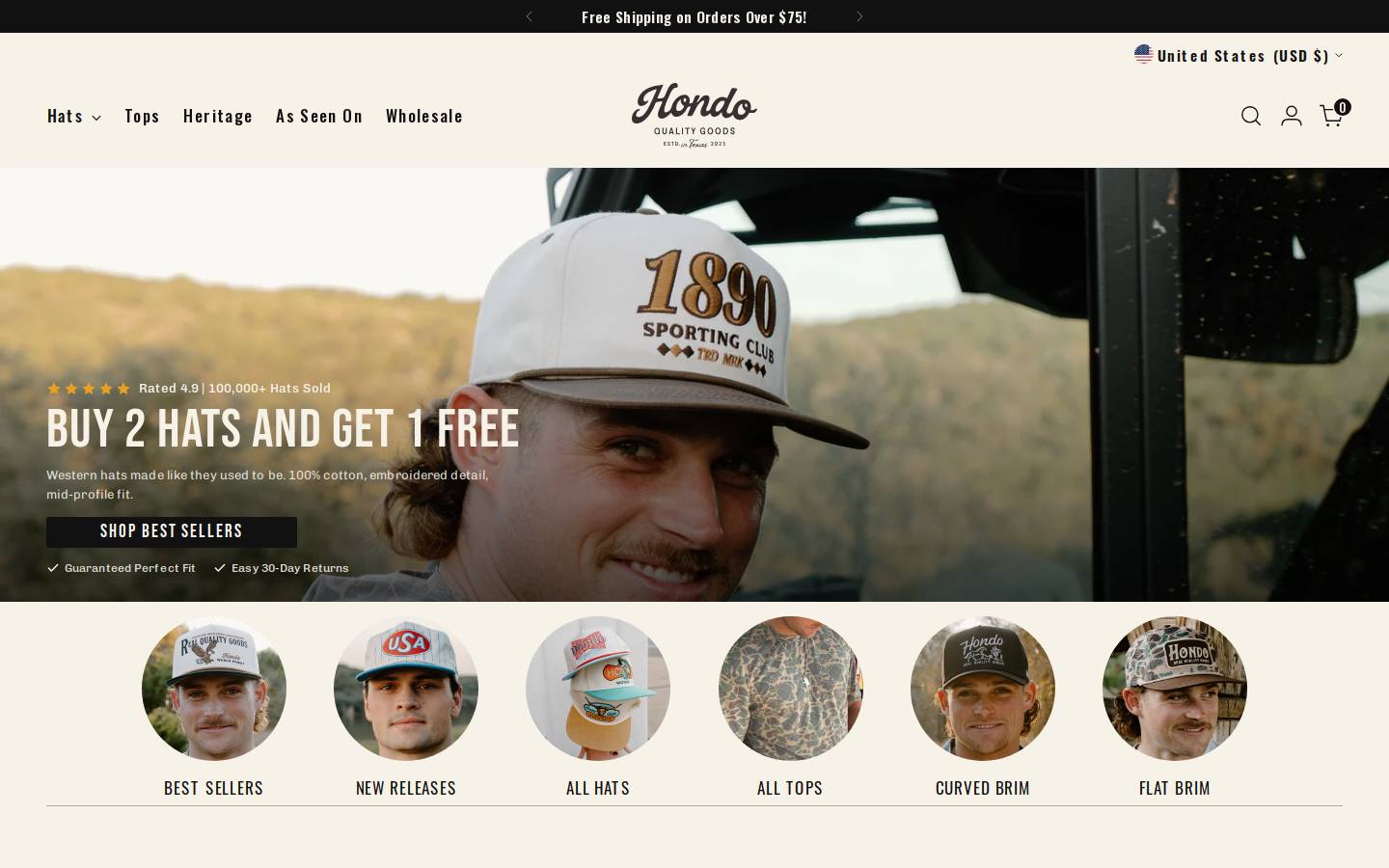 hondohatco.com homepage screenshot