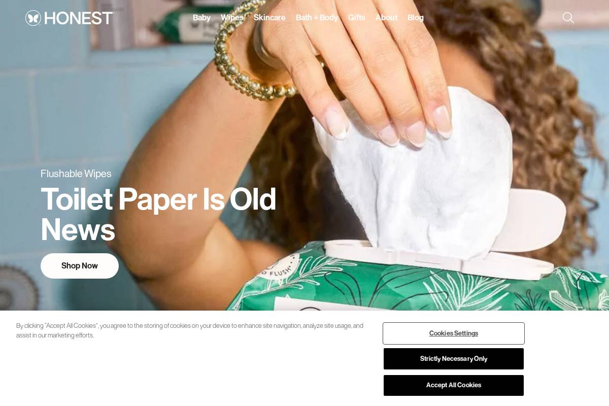 The Honest Company homepage screenshot