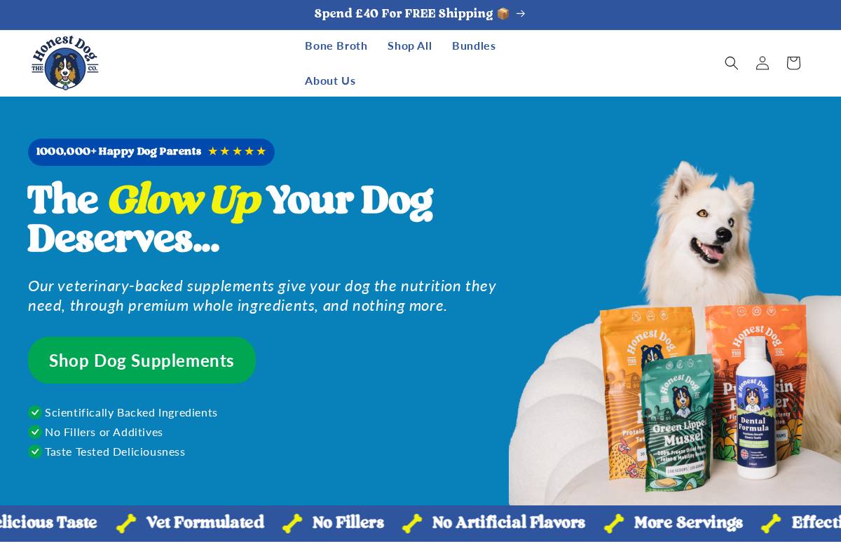 Honest Dog Company homepage screenshot