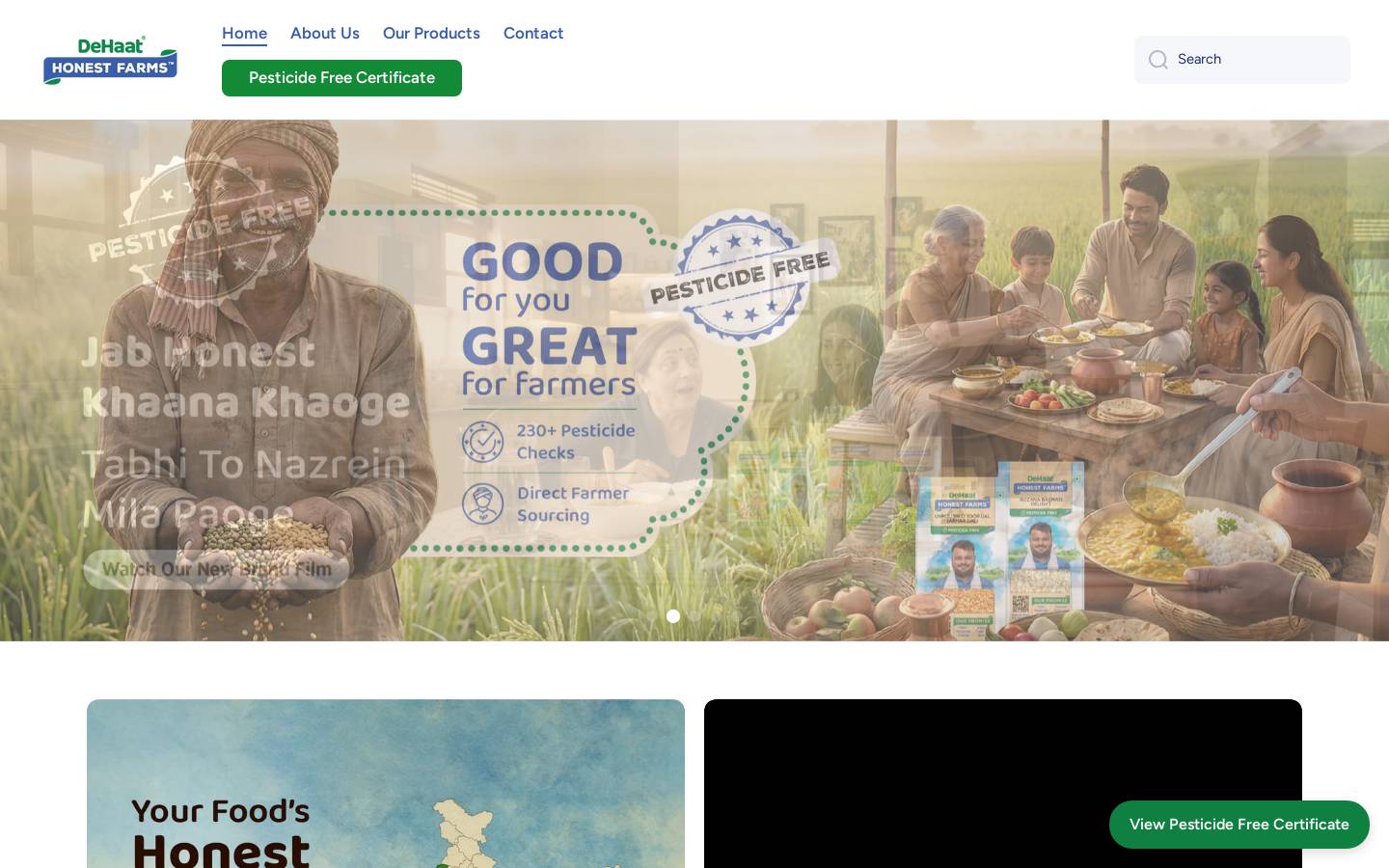 honestfarms.com homepage screenshot