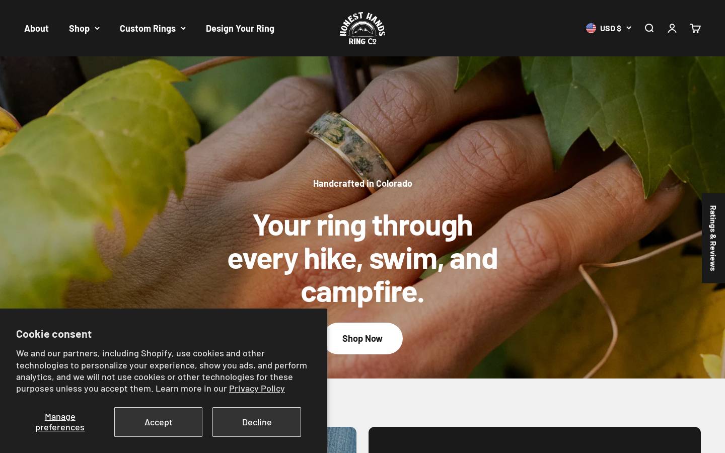 honesthandsringco.com homepage screenshot