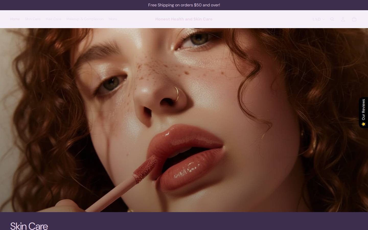 honesthealthandskincare.com homepage screenshot