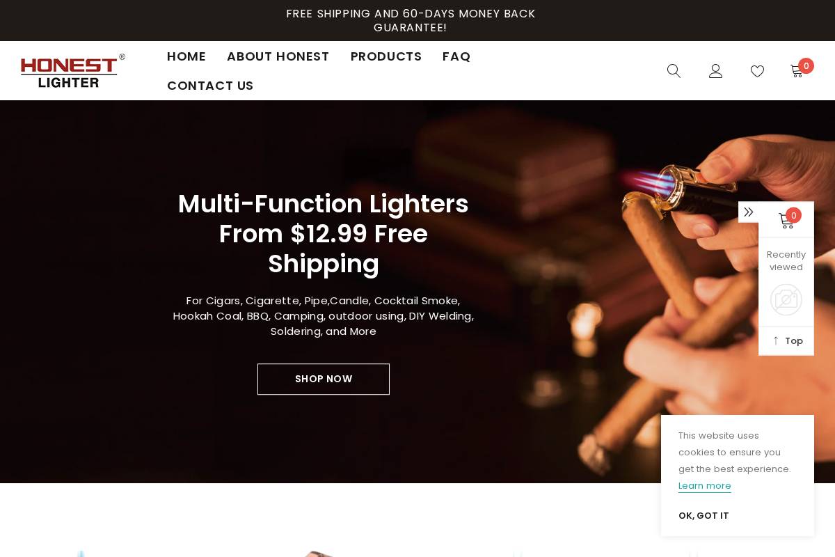 honestlighters.com homepage screenshot