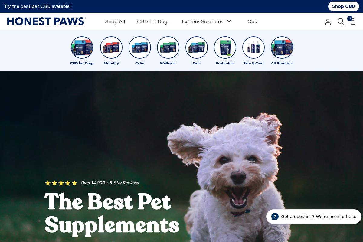 Honest Paws homepage screenshot
