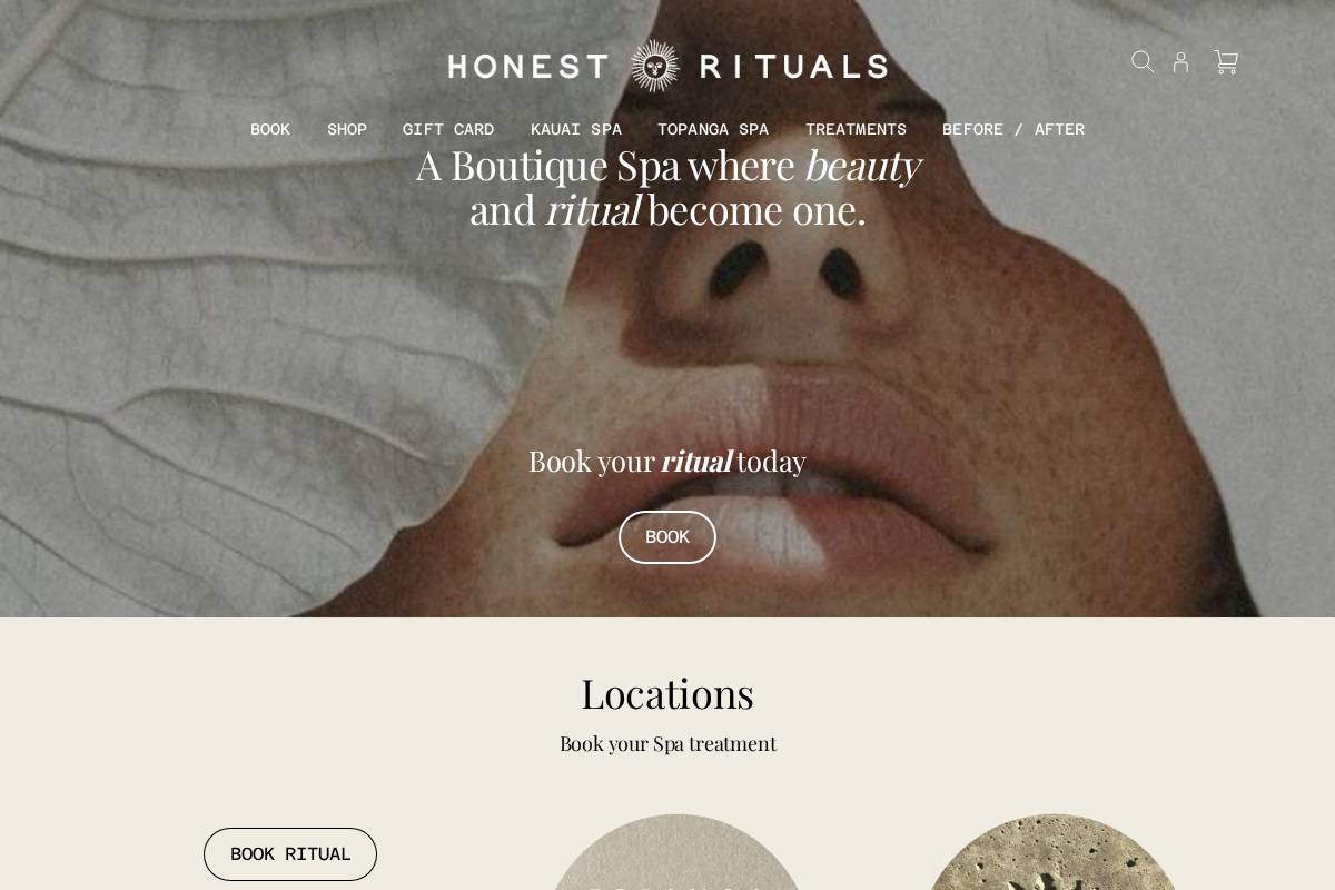 honestrituals.com homepage screenshot