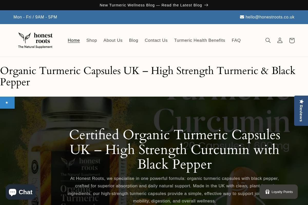 Honestroots homepage screenshot