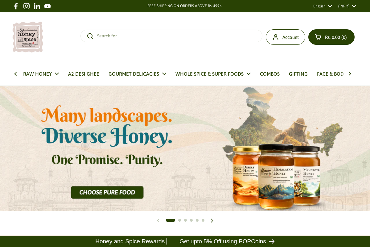 Honey and Spice homepage screenshot