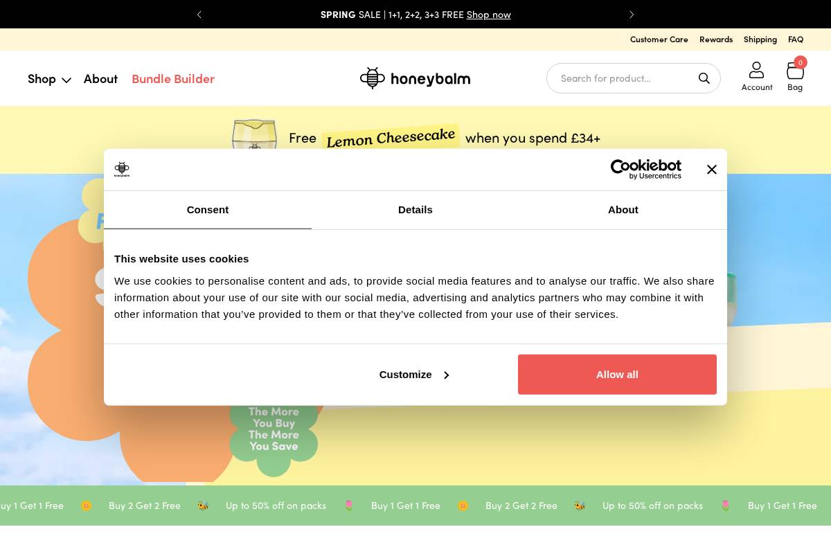 Honeybalm UK homepage screenshot