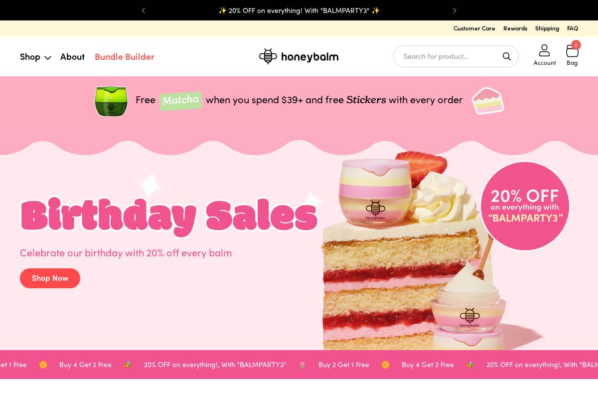 Honeybalm homepage screenshot