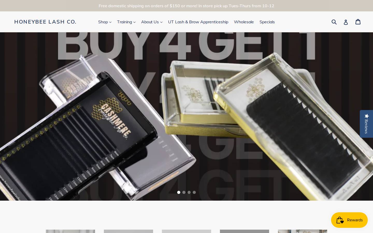 honeybeelashes.com homepage screenshot