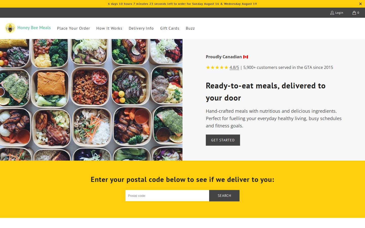 honeybeemeals.com homepage screenshot