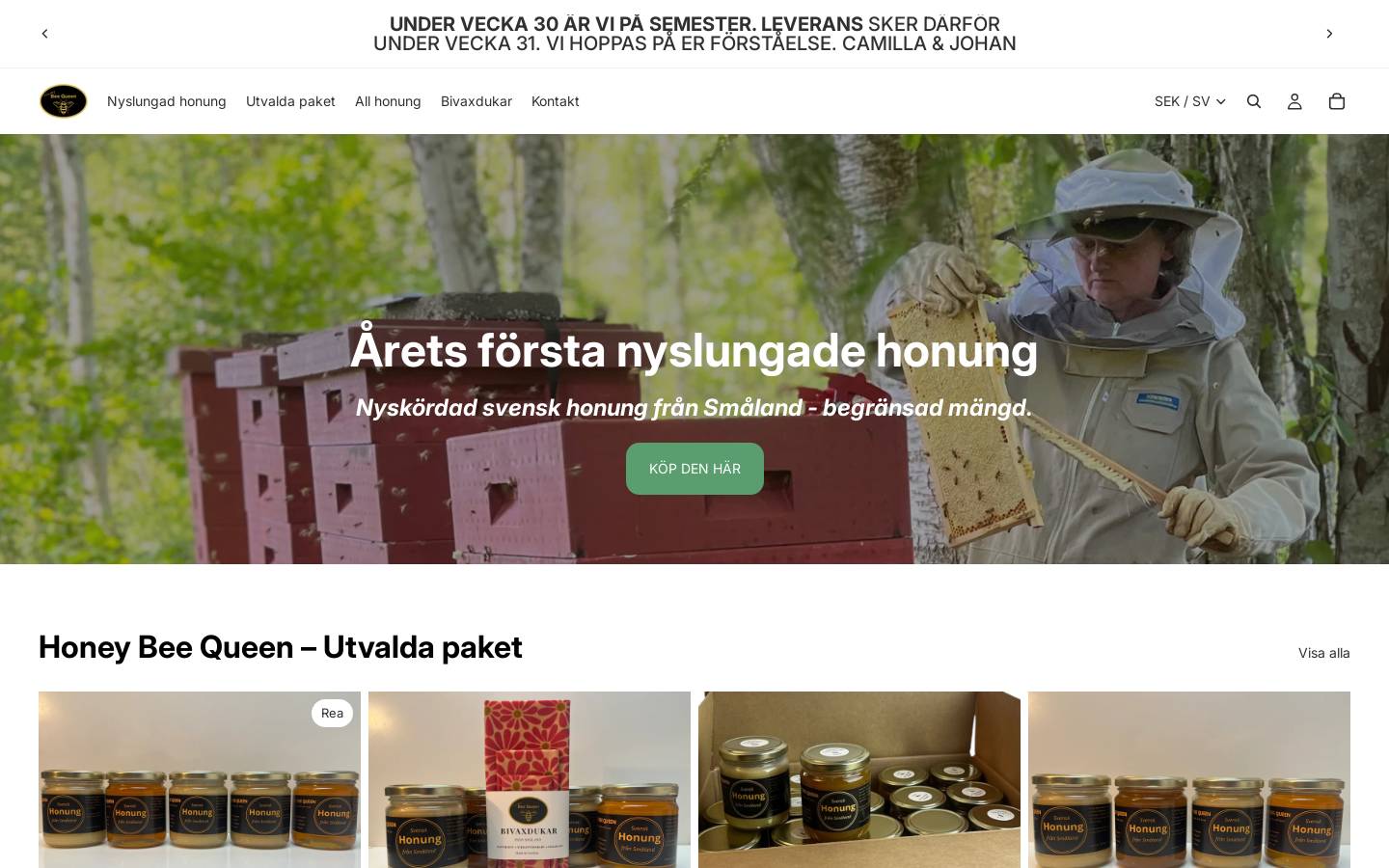 honeybeequeen.se homepage screenshot