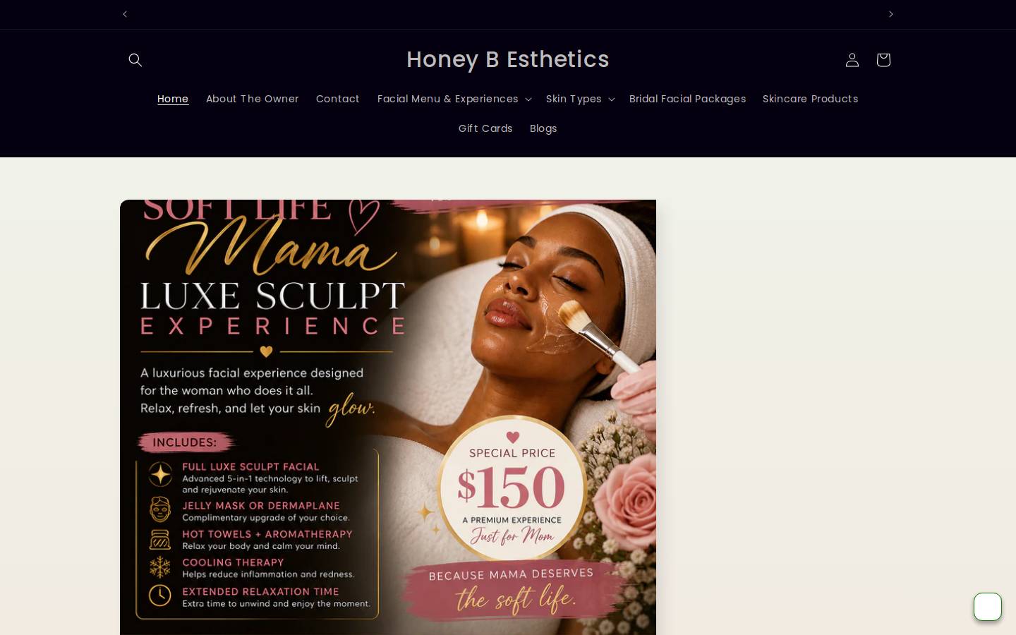 honeybesthetics.com homepage screenshot