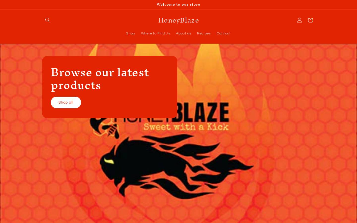 honeyblaze.com homepage screenshot