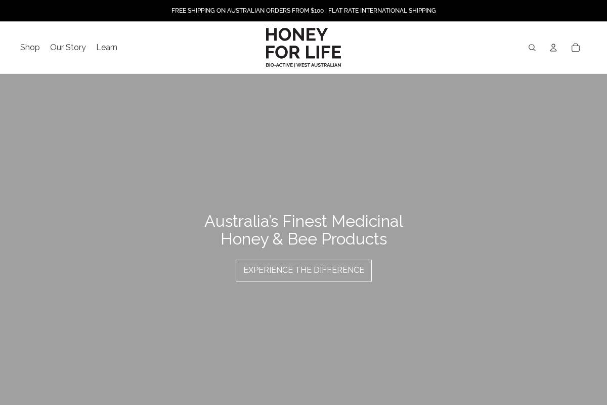 honeyforlife.com.au homepage screenshot