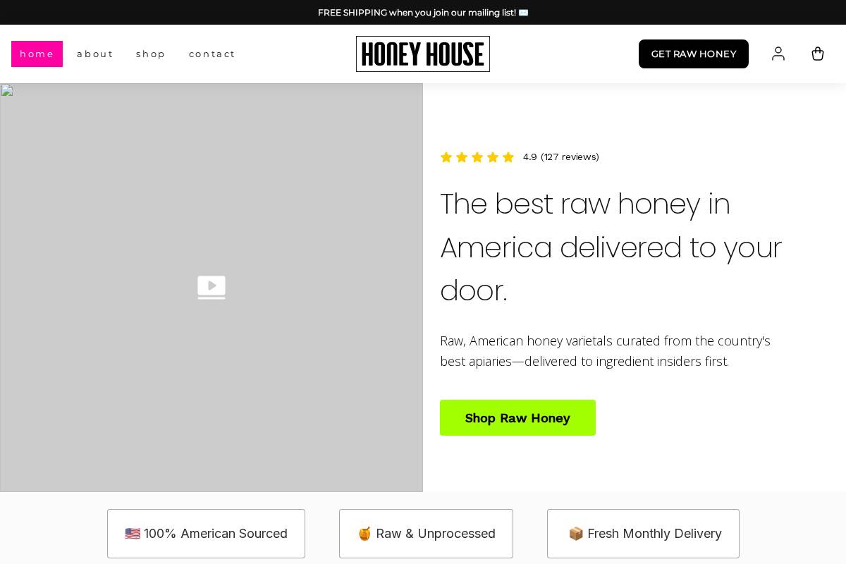honeyhousehoney.com homepage screenshot