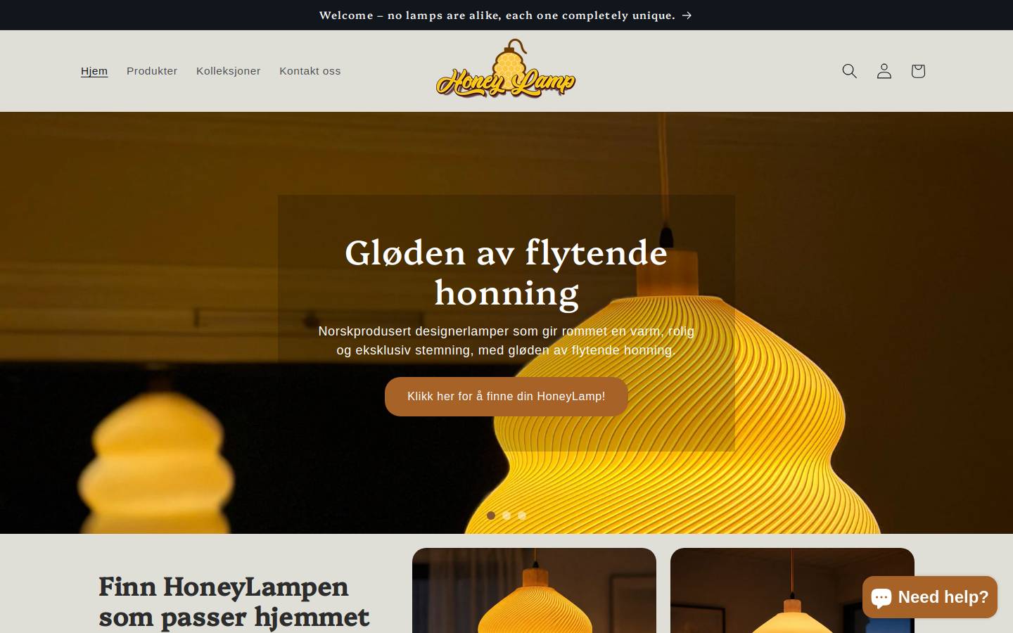 honeylamp.com homepage screenshot