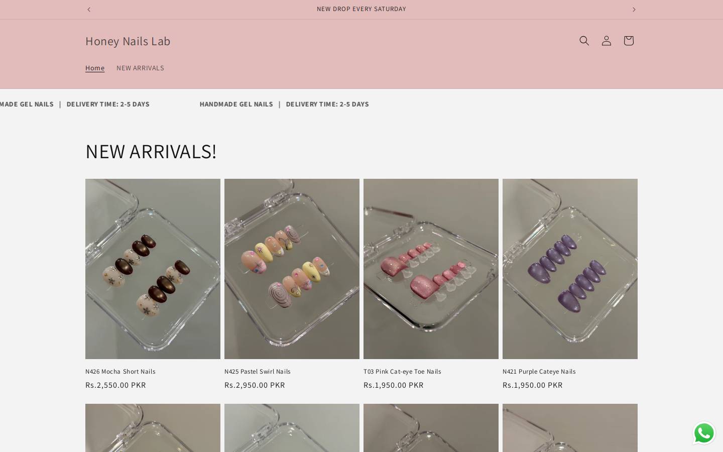 honeynailslab.com homepage screenshot