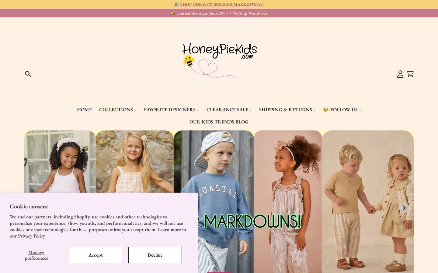 Honeypiekids homepage screenshot
