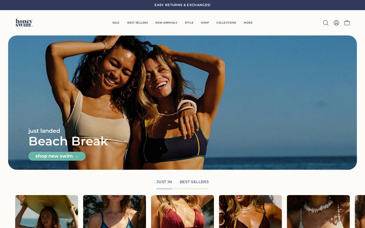 honeyswim.co homepage screenshot