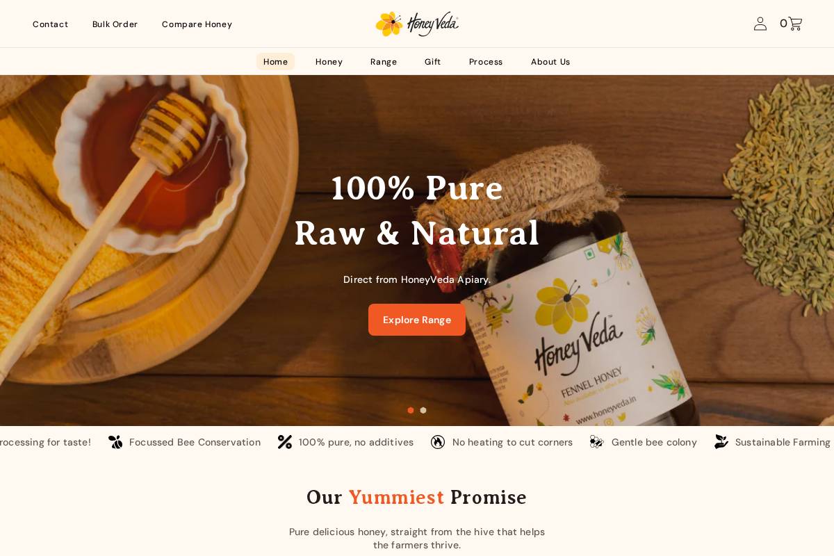honeyveda.in homepage screenshot