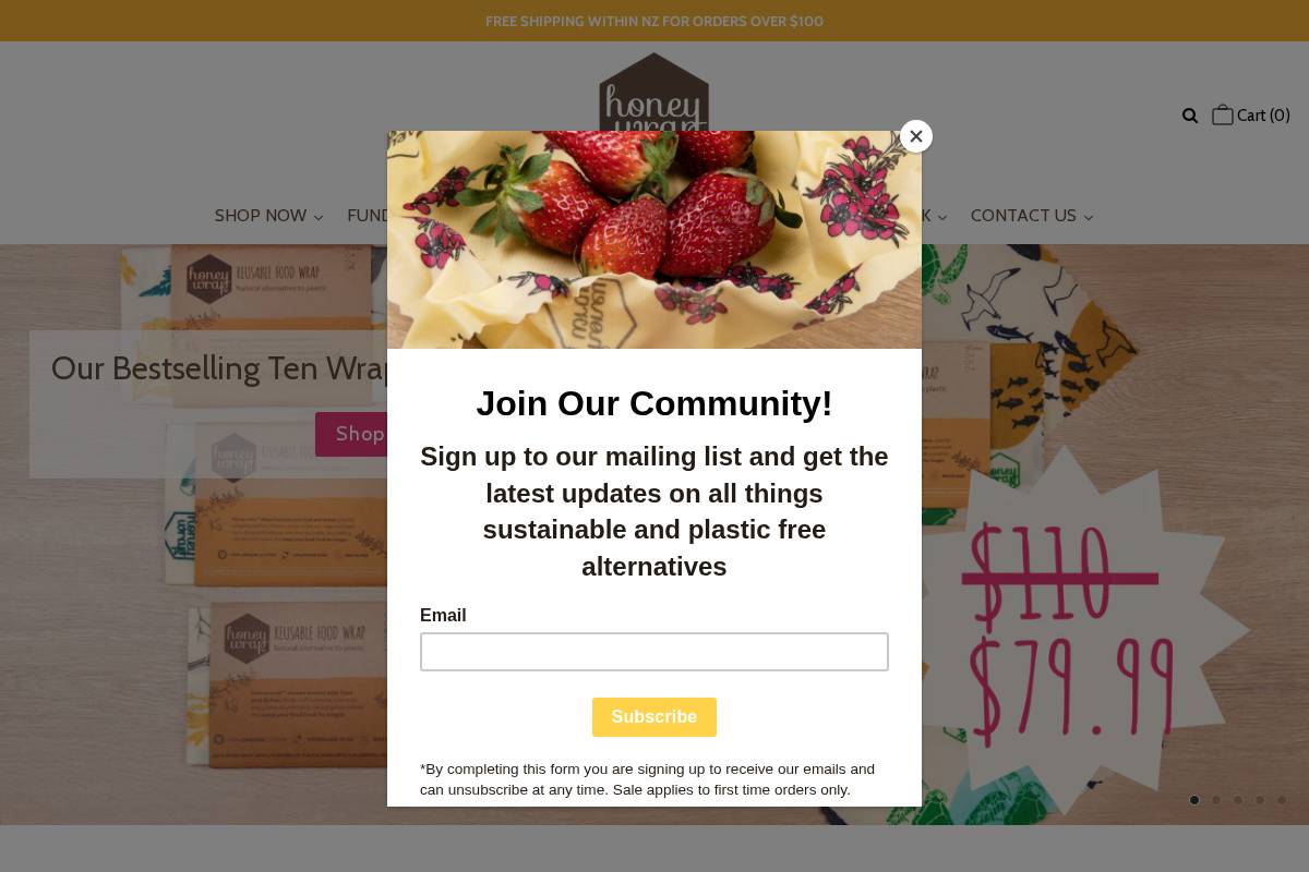 honeywrap.co.nz homepage screenshot