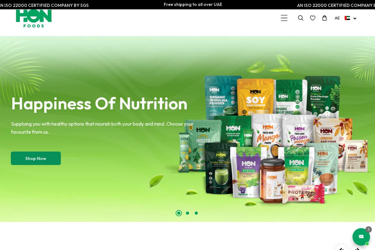 honfoods.com homepage screenshot
