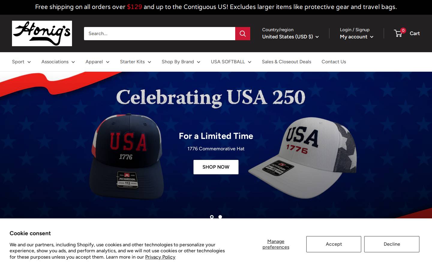 Honigs homepage screenshot