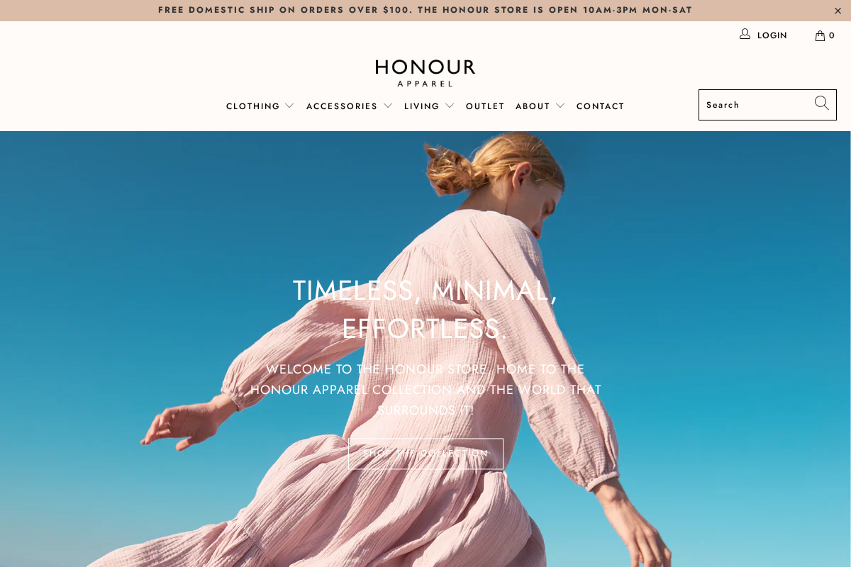 honourapparel.com.au homepage screenshot